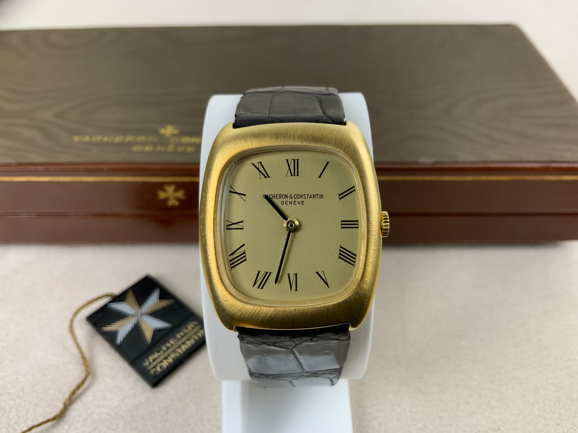 Vacheron and Constantin cushion-cased dress watch in 18k yellow gold