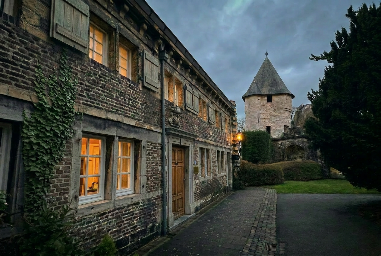 Maison Patrimoine — historic Maastricht townhouse at dusk